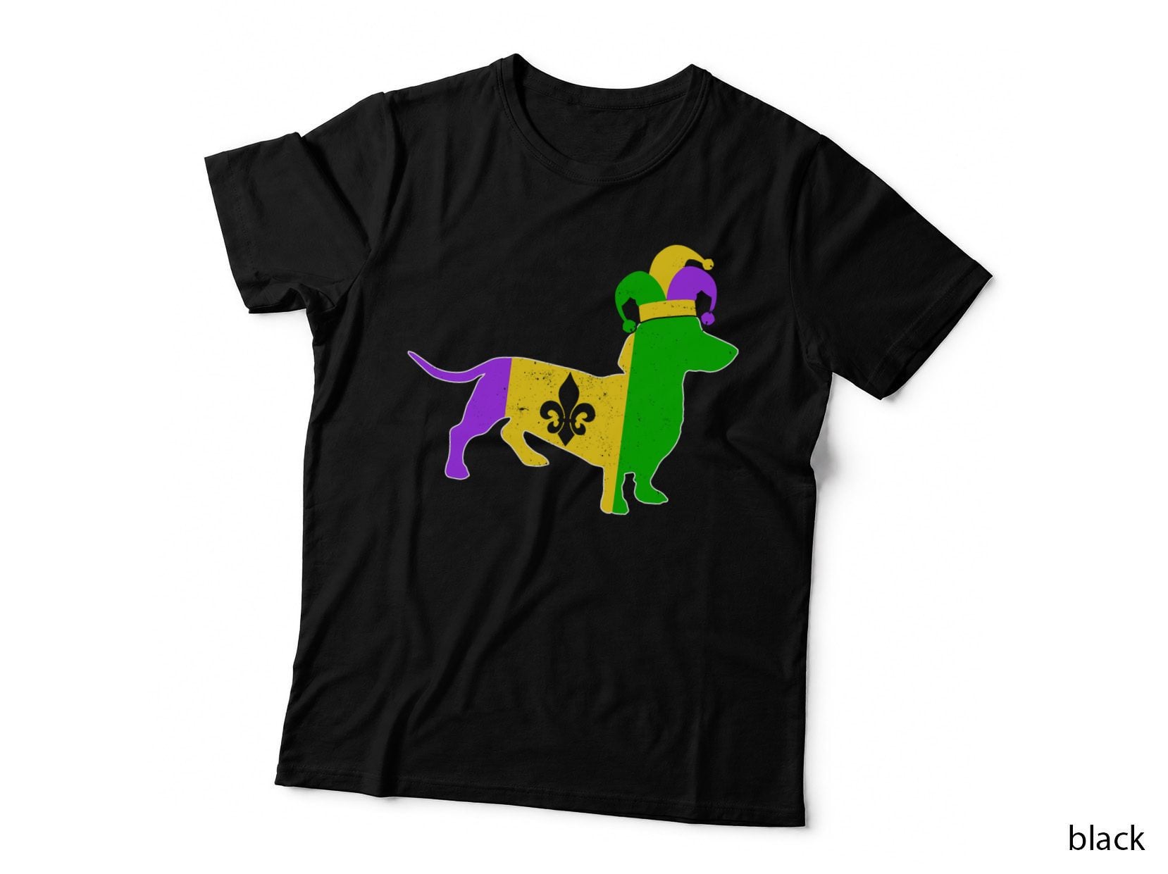 Dachshund Dog Mardi Gras Carnivals Funny Puppy Jester T-Shirt