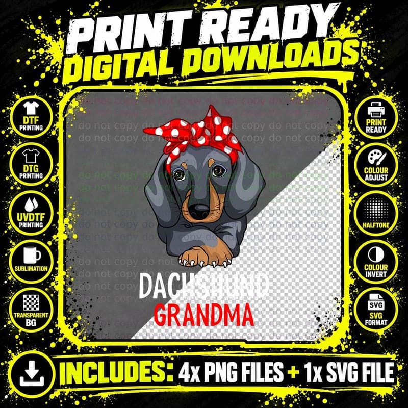 Dachshund Grandma Weenie Dog Lover Funny Weiner Dog Png SVG Digital Bundle