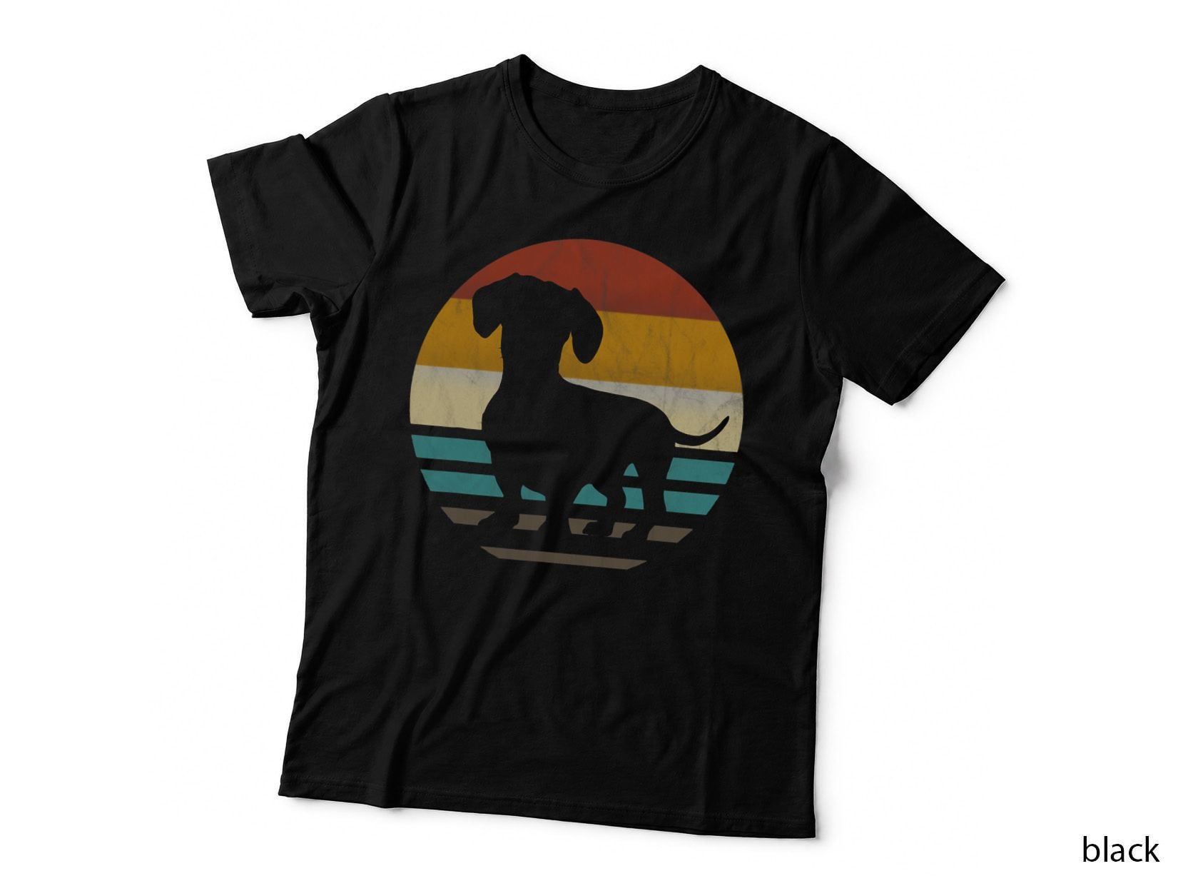 Dachshund Silhouette Dog Retro Gift T-Shirt