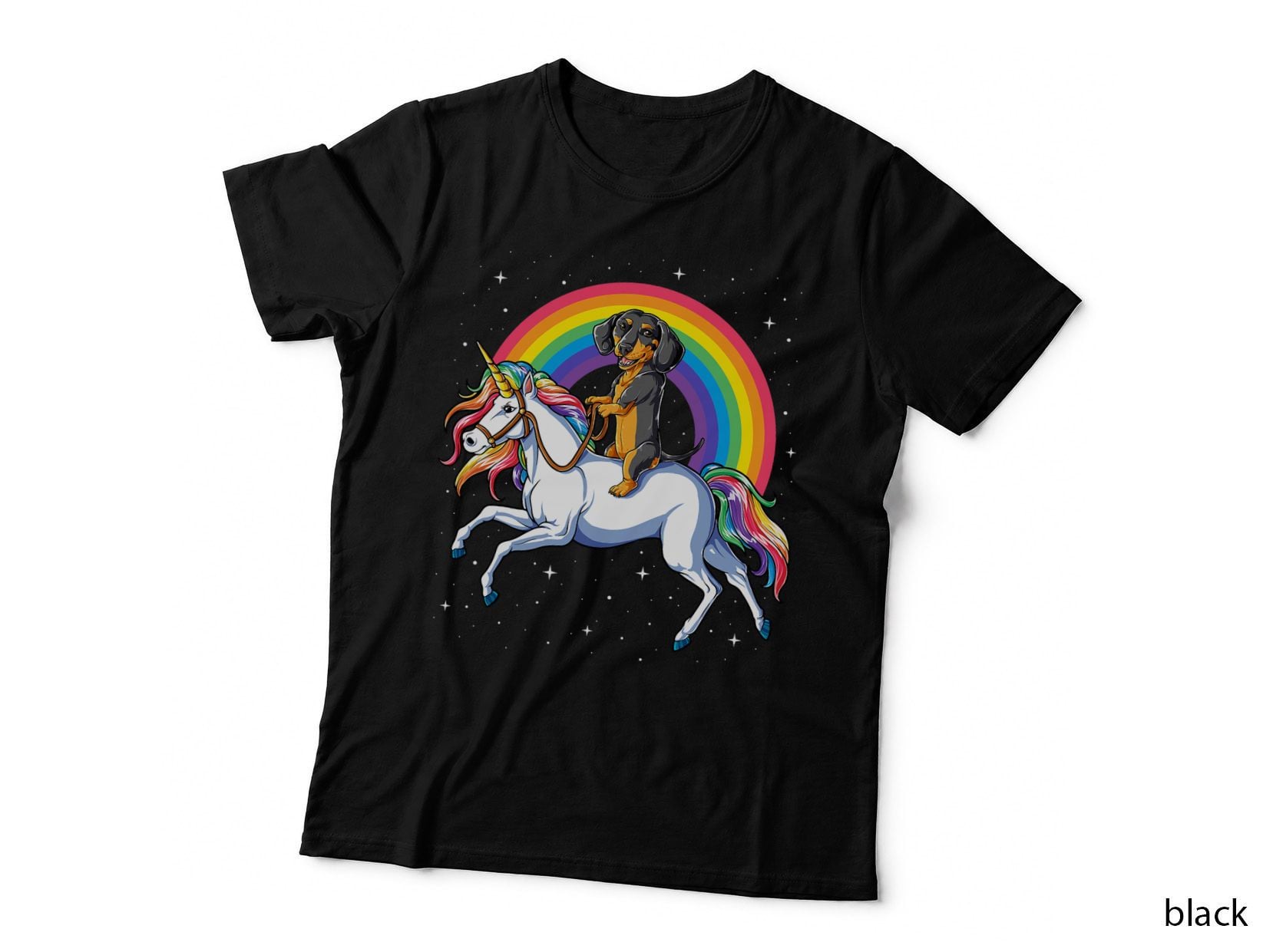 Dachshund Unicorn T Shirt Girls Space Galaxy Rainbow Dog T-Shirt