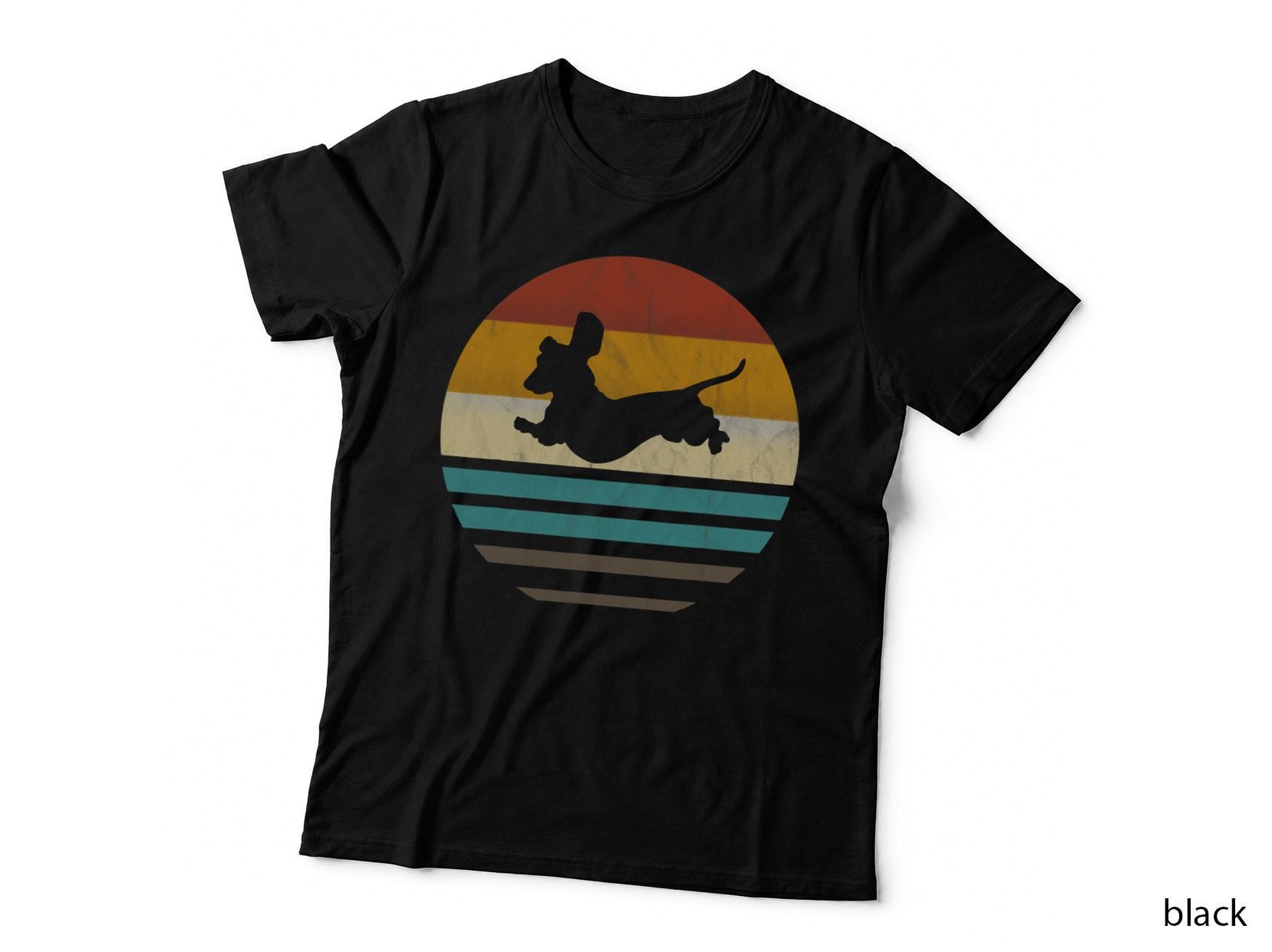 Dachshund Vintage Silhouette 60s 70s Retro Gifts Dog Lover, Pet Owner T-Shirt