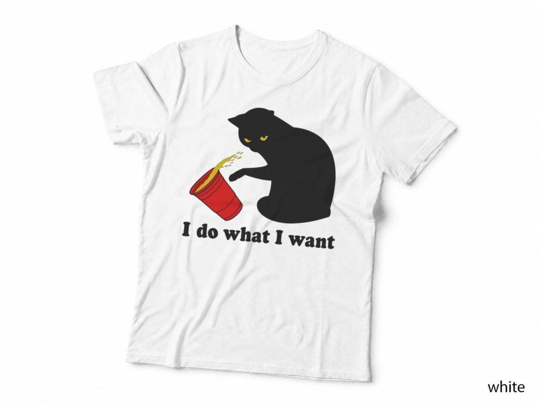 Do What I Want Black Cat Red Cup Funny Graphic T-Shirt