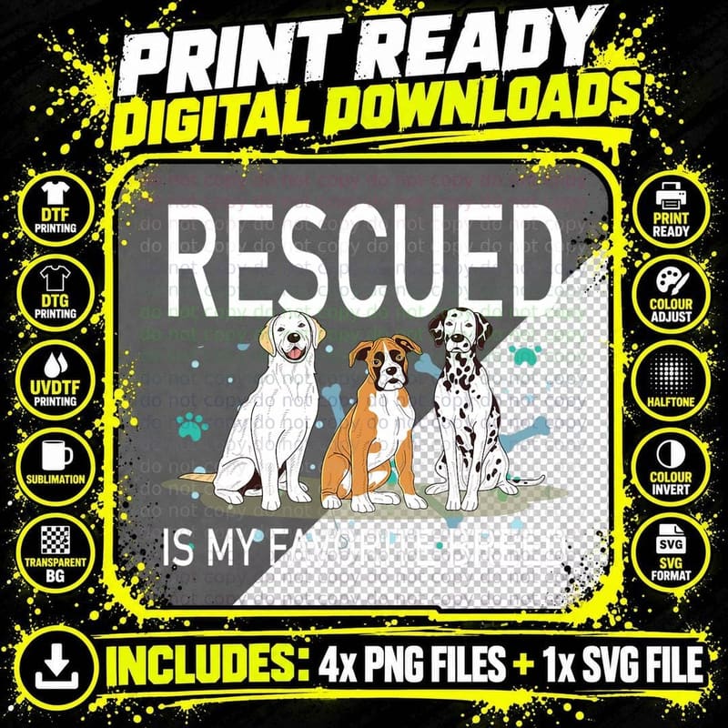 Dog Lovers Design for Women Men Kids - Rescue Dogs Png SVG Digital Bundle
