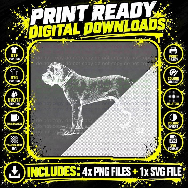 English Mastiff Dog Vintage Dog Lover Mom Dad Gift Idea Png SVG Digital Bundle
