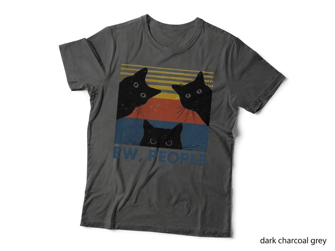 Ew People Retro Cat Funny Vintage Introvert T-Shirt