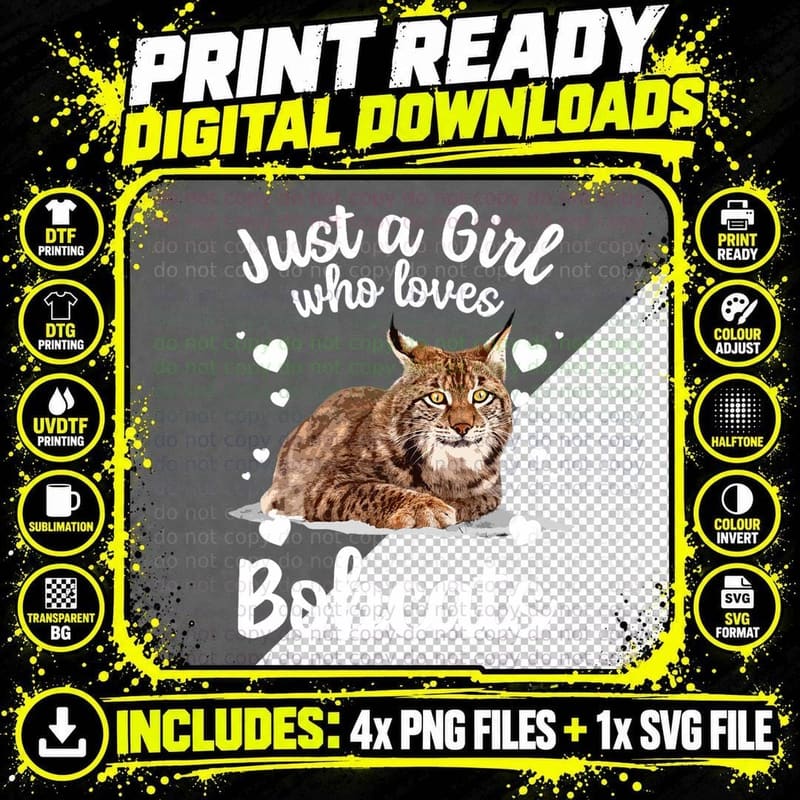 Funny Bobcat Design for Women Girls Pet Cat Bobcat Png SVG Digital Bundle
