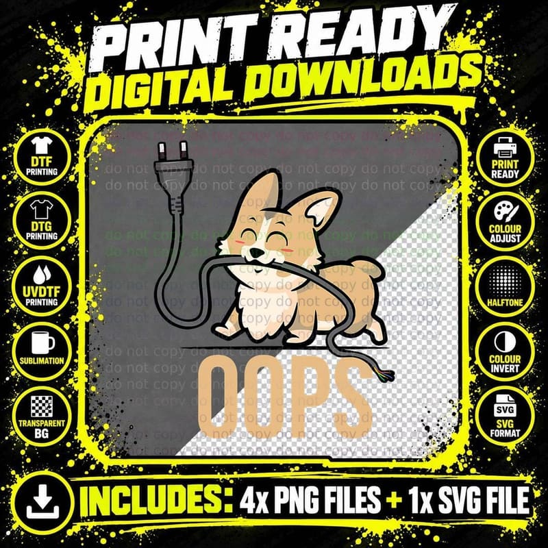 Funny Dog Lover T-Shirt Corgi Carying Wire for Men and Png SVG Digital Bundle