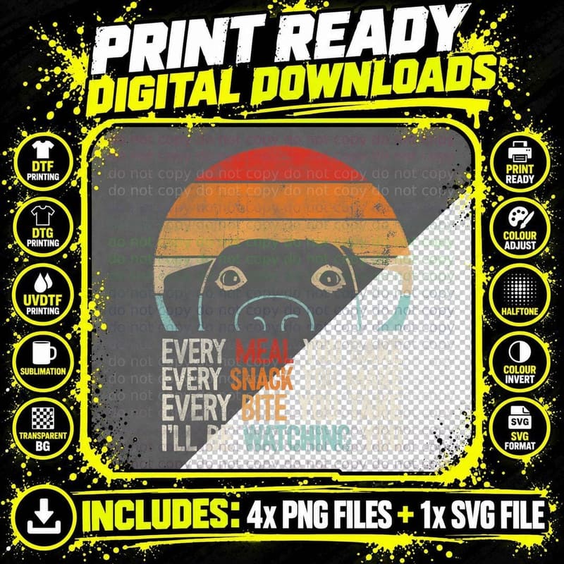 Funny Dog Tshirt, Retro Dog Tee, I'll Be Watching You Png SVG Digital Bundle