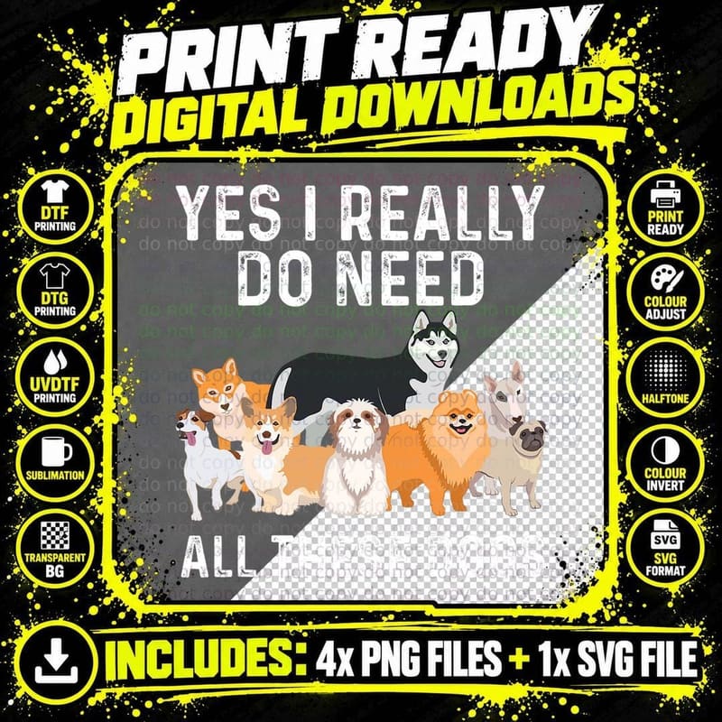 Funny Dog for Men Women Rescue Dog Lover Pet Owner Png SVG Digital Bundle