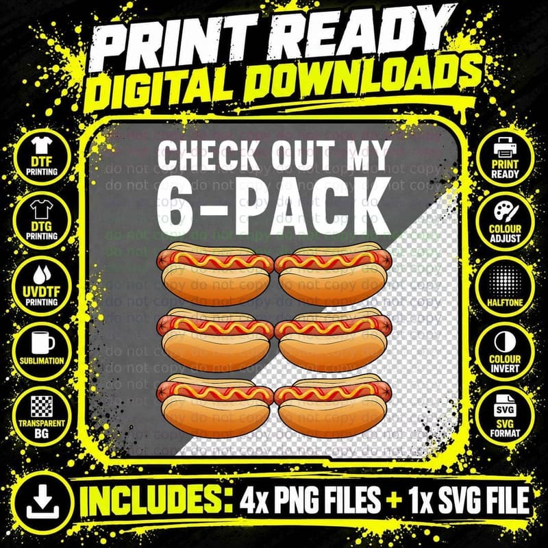 Funny Hot Dog Design for Men Women Sausage Food Hotdog Png SVG Digital Bundle
