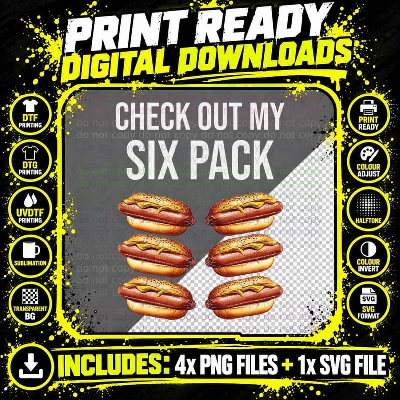 Funny Hot Dog Eating Fast Food Meat Lover Glizzy Gobbler Png SVG Digital Bundle