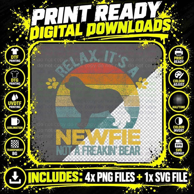 Funny Newfoundland Dog Newfie Owner Retro Vintage T-Shirt Png SVG Digital Bundle