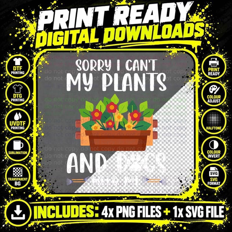 Funny Plants and Dog Lover Gardener Gardening T-Shirt Png SVG Digital Bundle