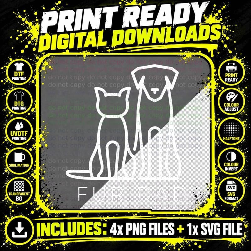 Fur Dad Pet Lover Cat Dog Daddy Husband Funny Fathers Png SVG Digital Bundle