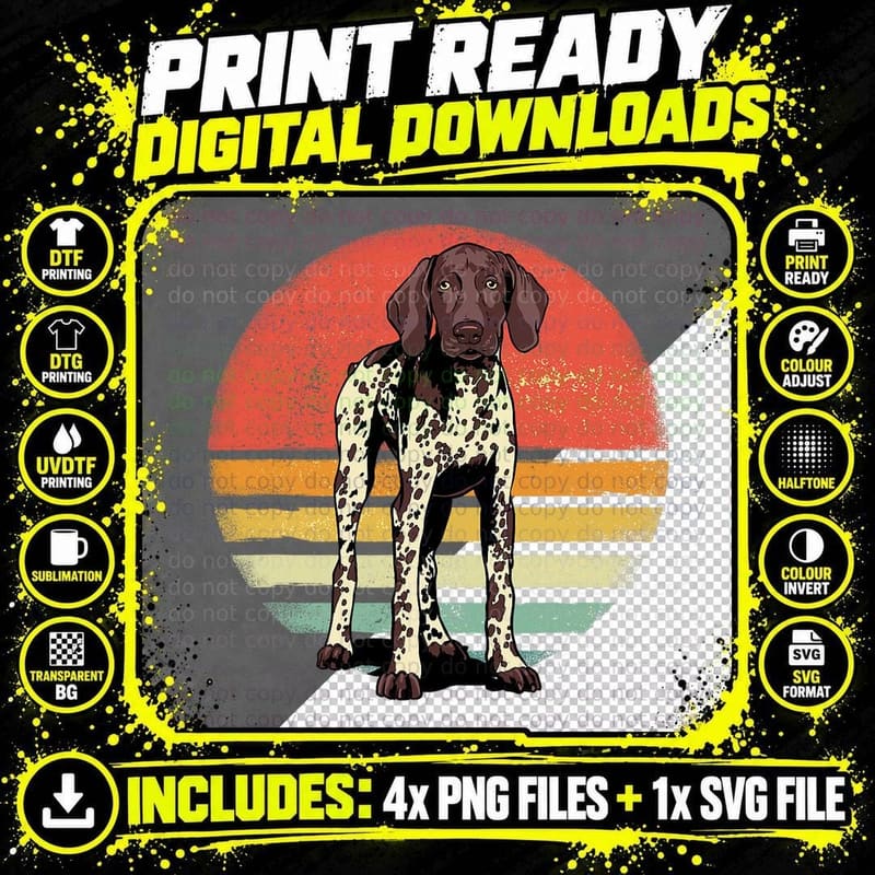 GSP Shirt Retro German Shorthaired Pointer Dog GSP Mom Png SVG Digital Bundle