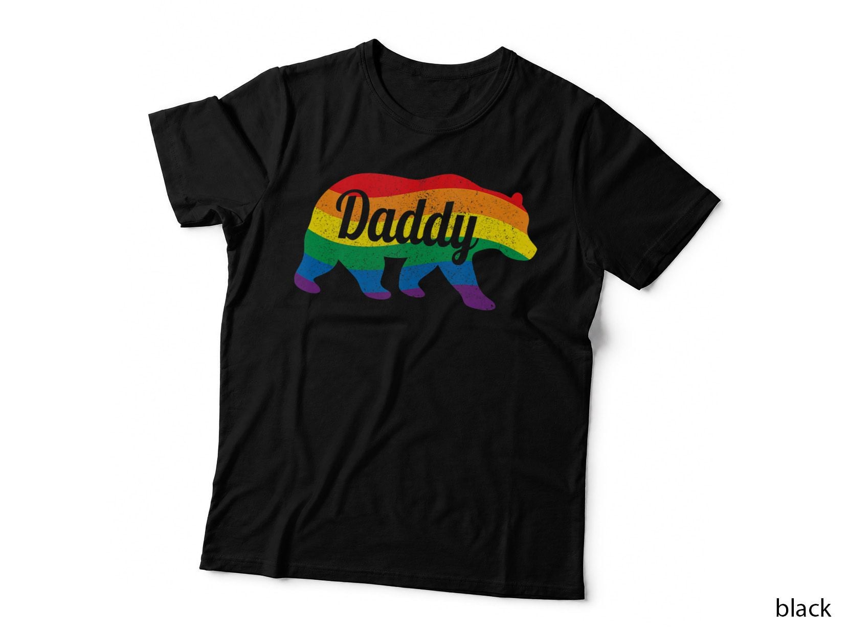Gay Bear Pride Daddy Bear Rainbow Flag Queer Fathers Day T-Shirt