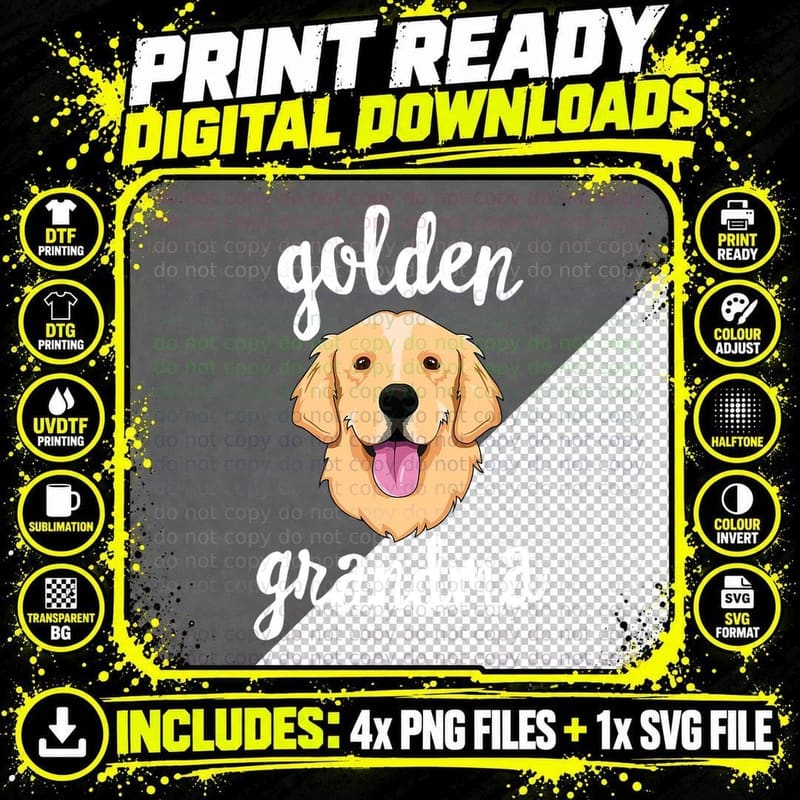 Golden Retriever Grandma T-Shirt Women Mom Dog Owner Png SVG Digital Bundle