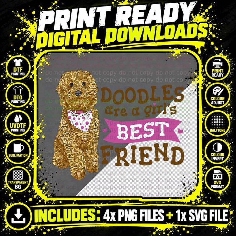 Goldendoodle Are a Girls Best Friend Dog Cute Png SVG Digital Bundle