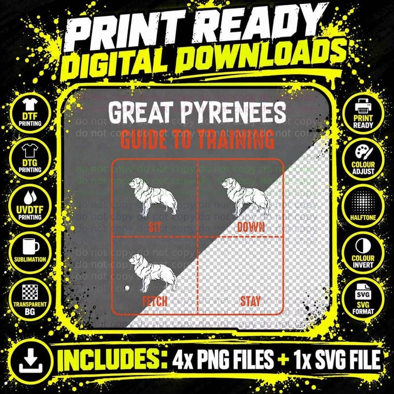 Great Pyrenees Guide to Training Funny Dog Pet Lover Png SVG Digital Bundle