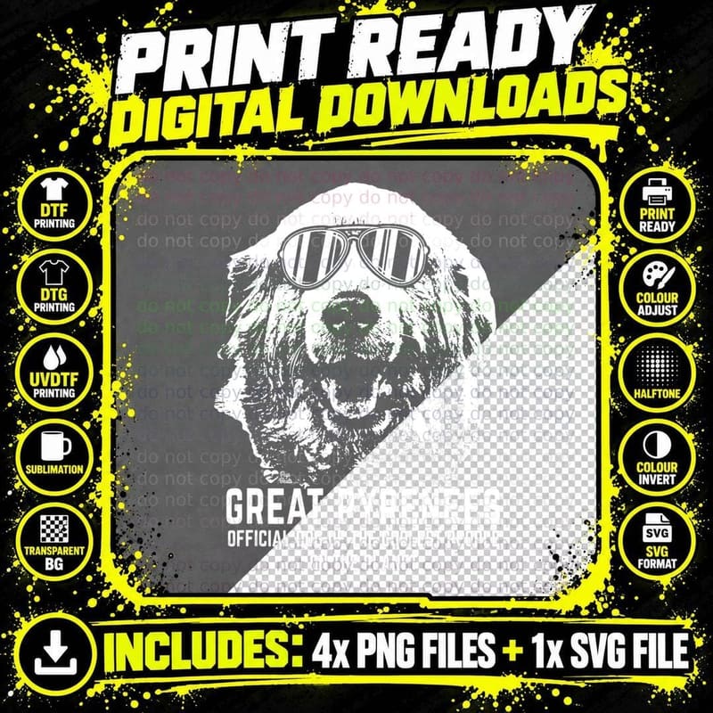Great Pyrenees Official Dog of the Coolest People T-Shirt Png SVG Digital Bundle