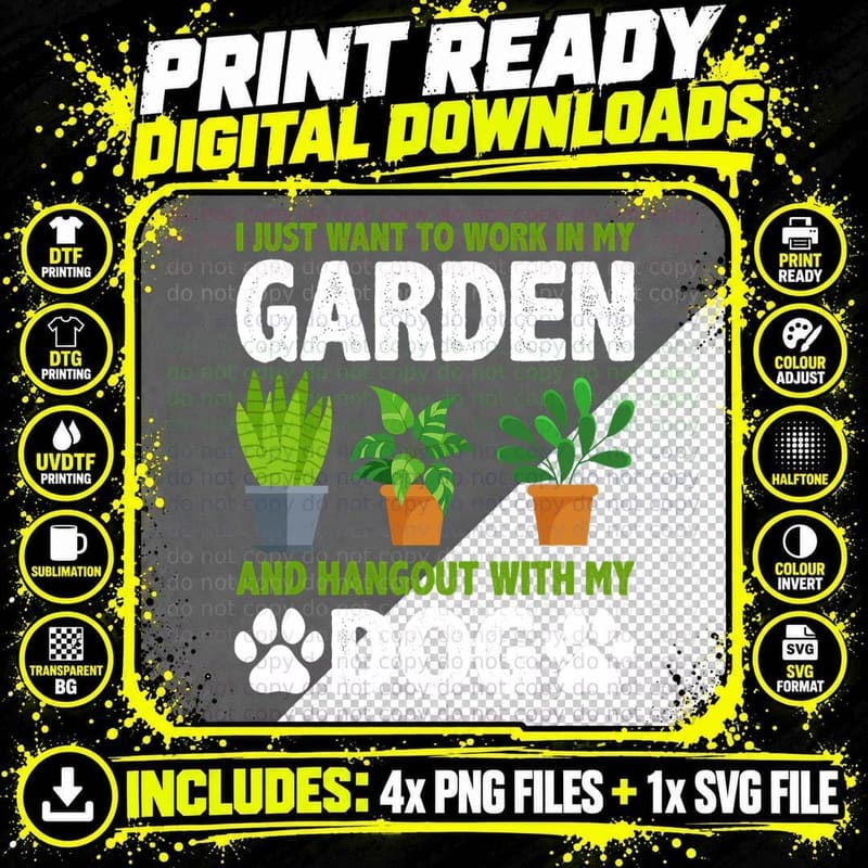 Hangout with My Dog and Gardening Dog Lover Gardener Png SVG Digital Bundle