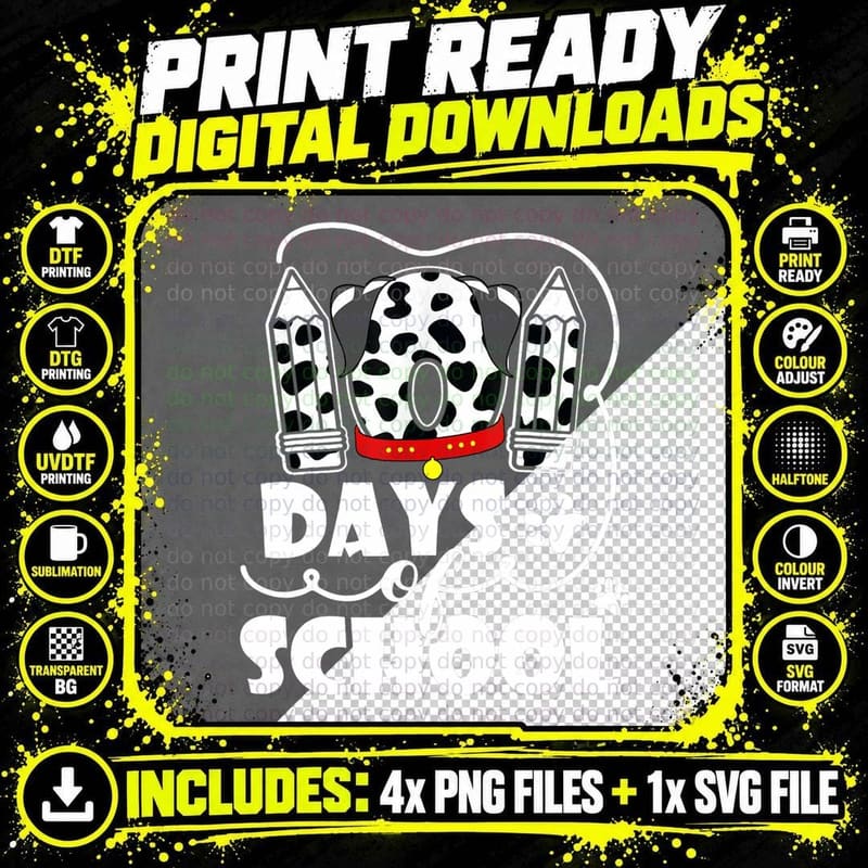 Happy 101 Days School Dog Lover Student or Teacher Boys Png SVG Digital Bundle