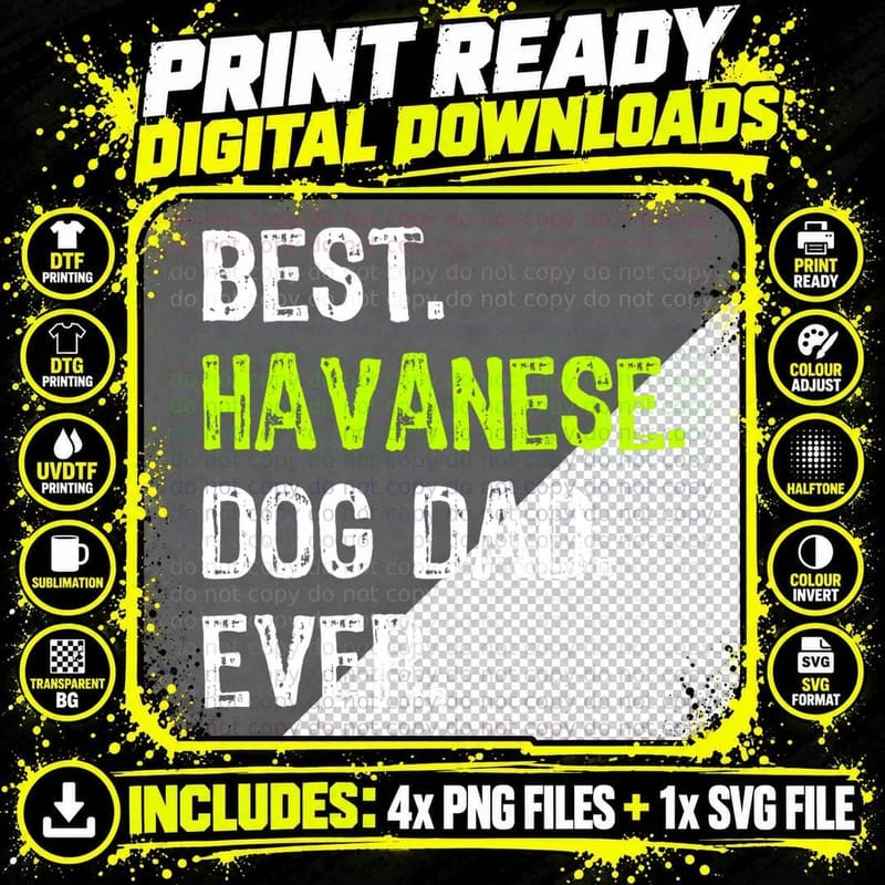 Havanese Dog Dad Fathers Day Dog Lovers T-Shirt Png SVG Digital Bundle