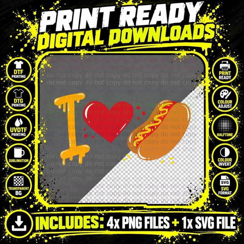 Hot Dog Hotdog Lover T-Shirt Png SVG Digital Bundle
