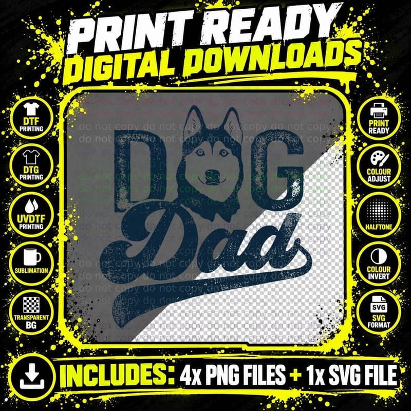 Husky Dog Dad Siberian Husky T-Shirt Png SVG Digital Bundle