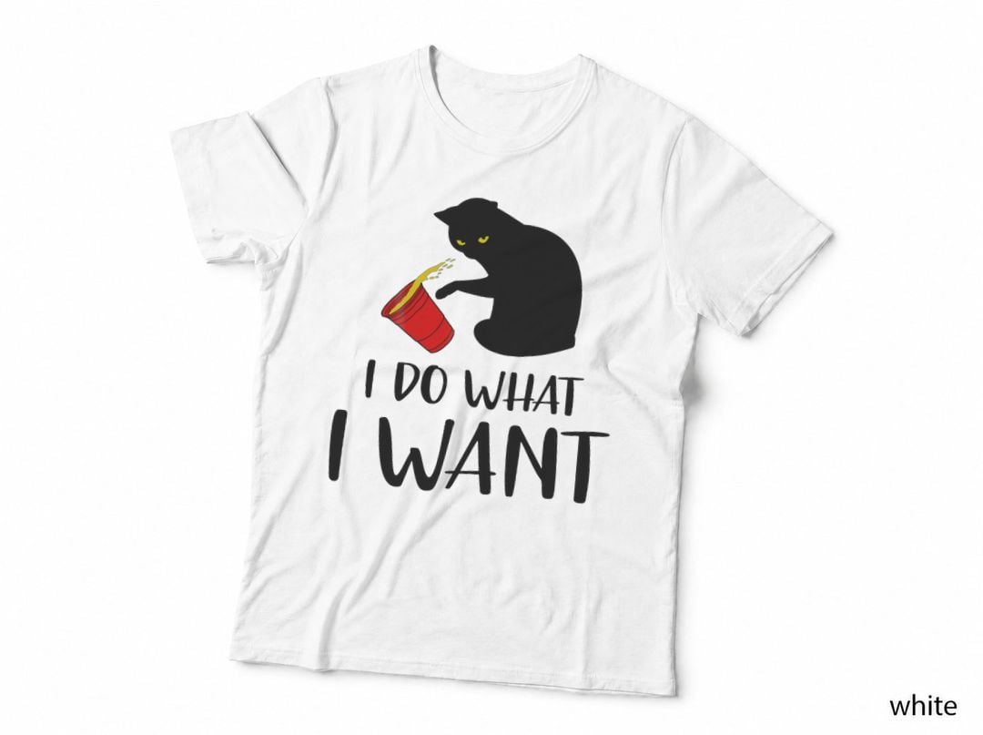 I Do What I Want Funny Black Cat Red Cup Funny My Cat T-Shirt