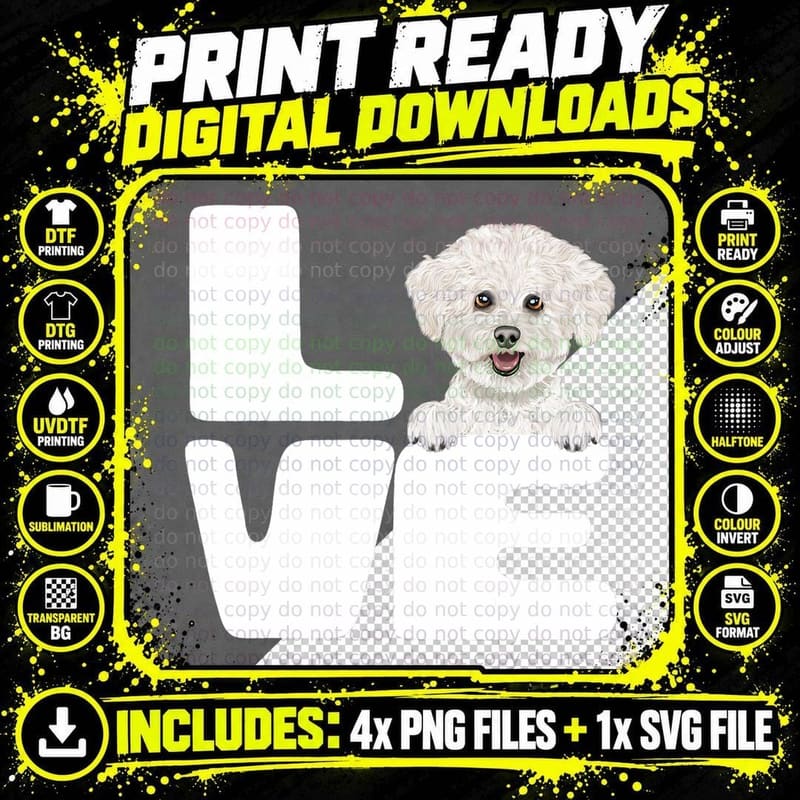 I Love My Bichons Frise Dog Lover T-Shirt Png SVG Digital Bundle
