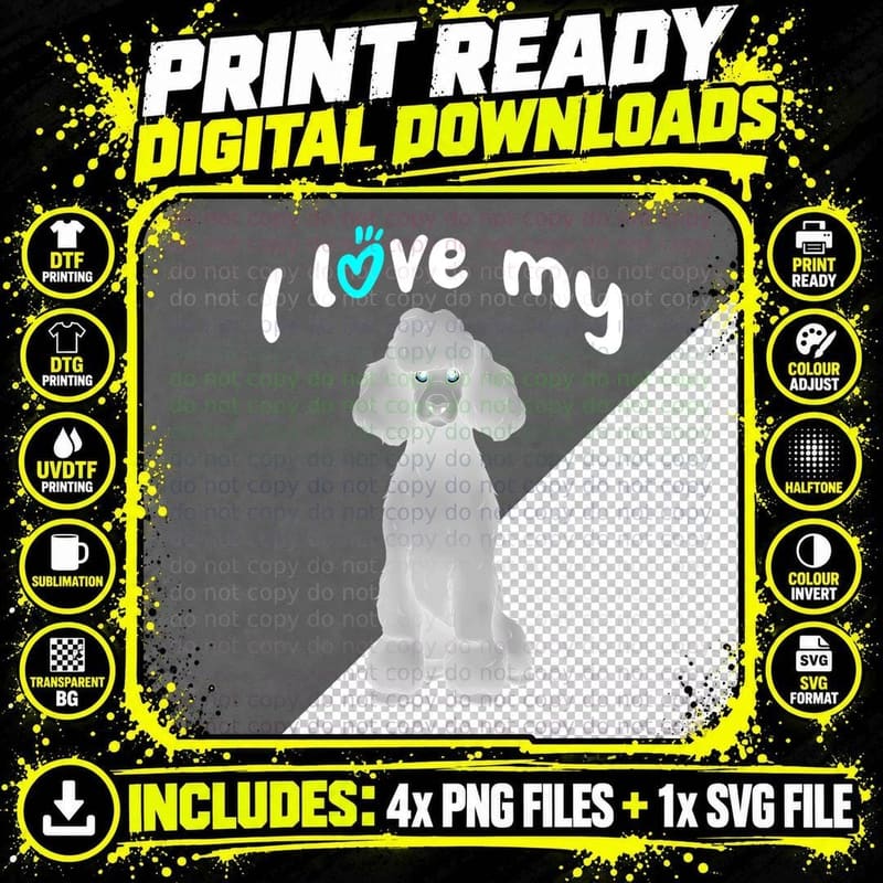 I Love My Black Standard Poodle Dog T-Shirt Png SVG Digital Bundle