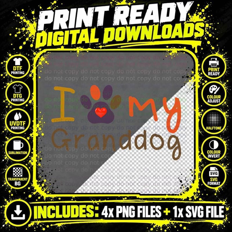 I Love My Granddog Fall Shirt for Dog Grandpas and Png SVG Digital Bundle