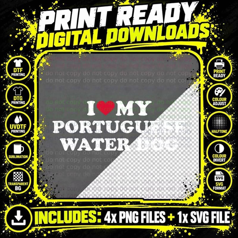 I Love My Portuguese Water Dog T-Shirt Png SVG Digital Bundle