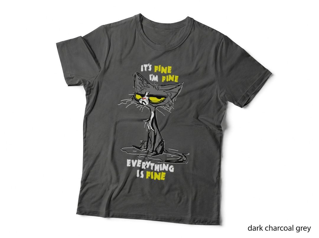 I'm Fine Funny Sarcastic Cat T-Shirt