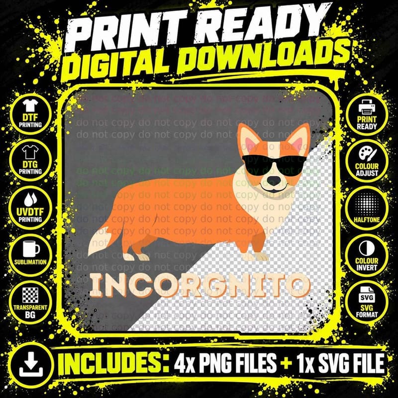 Incorgnito - Funny Welsh Corgi Owner Dog Lover T-Shirt Png SVG Digital Bundle