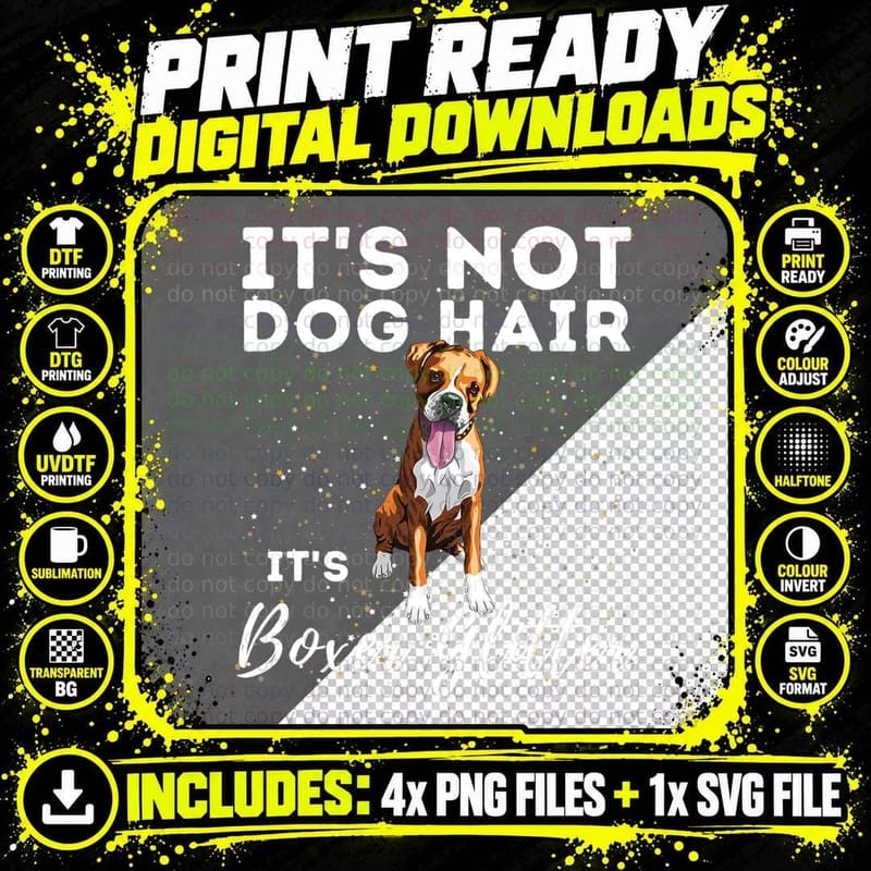 It's Not Dog Hair It's Boxer Glitter German Boxer Dog Png SVG Digital Bundle