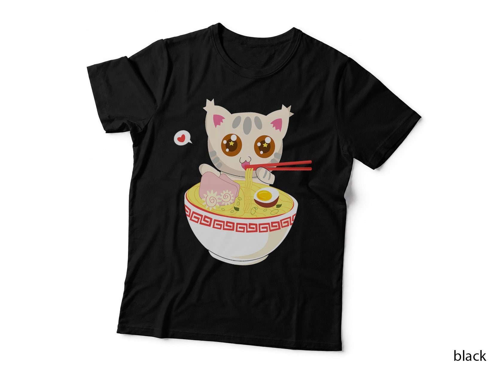 Korean Clothes for Teen Girls Japanese Fashion Ramen Cat T-Shirt