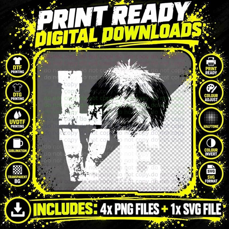 LOVE Sheepadoodles Tshirt for Doodle Dog Lovers Png SVG Digital Bundle
