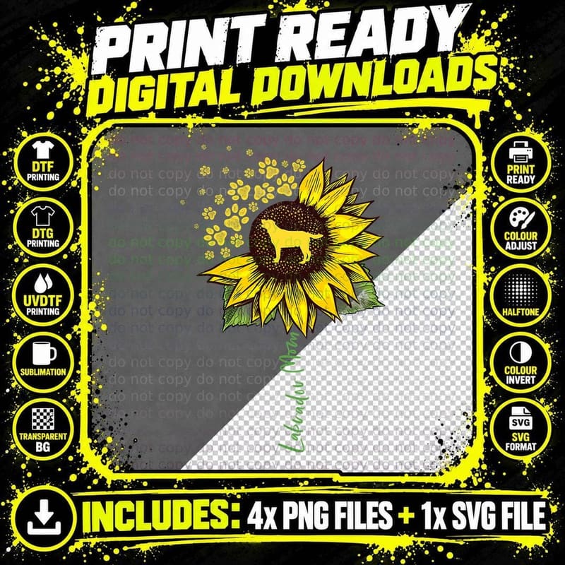 Labrador Mom Sunflower Labrador Retriever Gifts Dog Mom Png SVG Digital Bundle