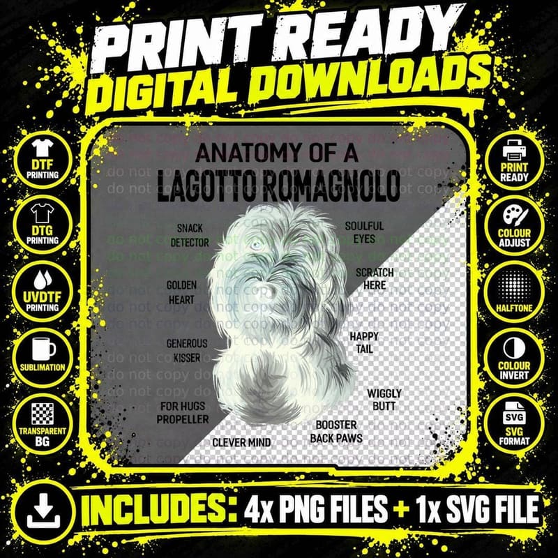 Lagotto Romagnolo Dog Owner Walking Puppy Lover Gift Png SVG Digital Bundle