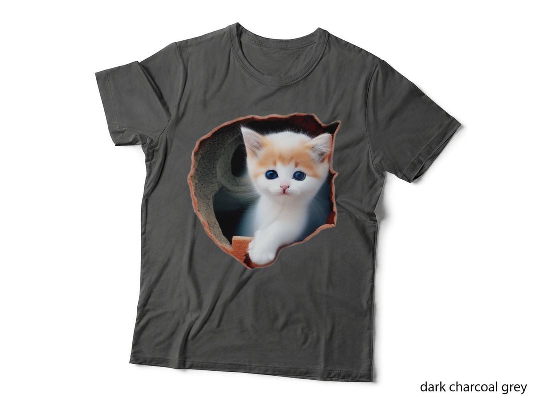 Lovely Kitten Staring Torn Cloth Cracked Wall Cat Lover T-Shirt
