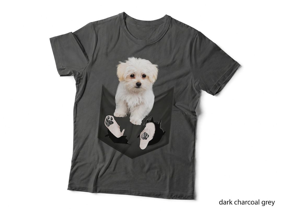 Maltese Dog in Pocket T-Shirt