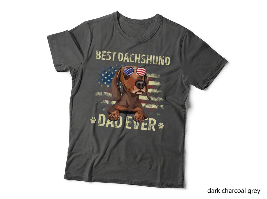 Mens Dachshund Dad Flag American Best Dog Dad Ever Dachshund T-Shirt