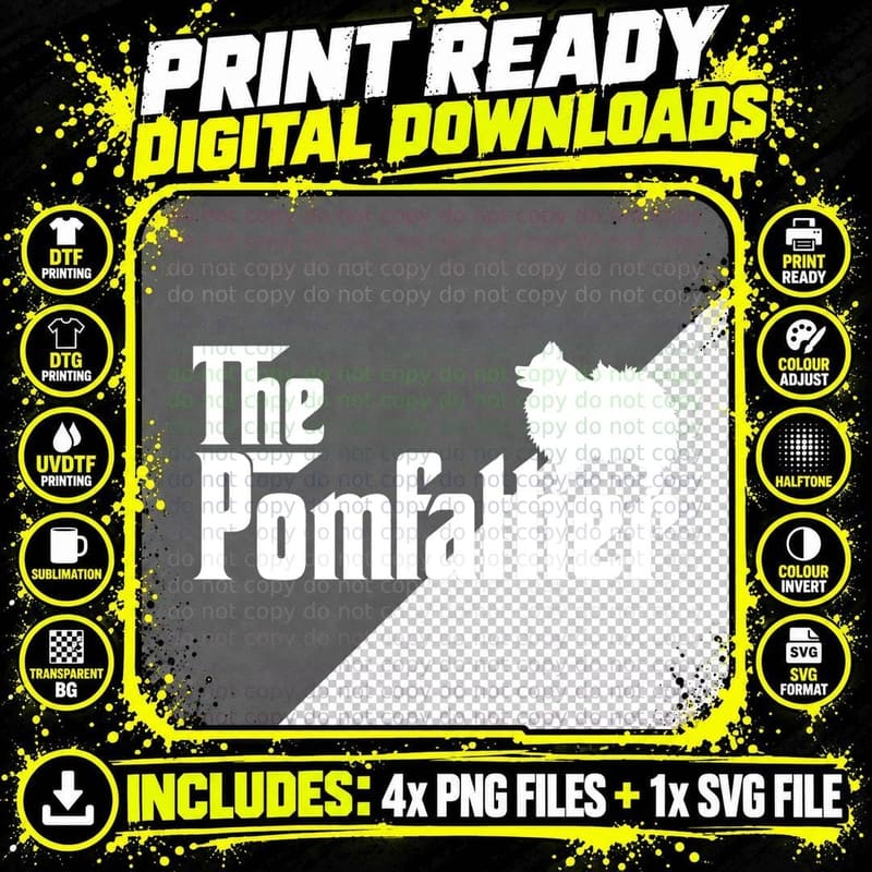 Mens Funny Pomeranian Father Dad the Pom Father Dog Png SVG Digital Bundle