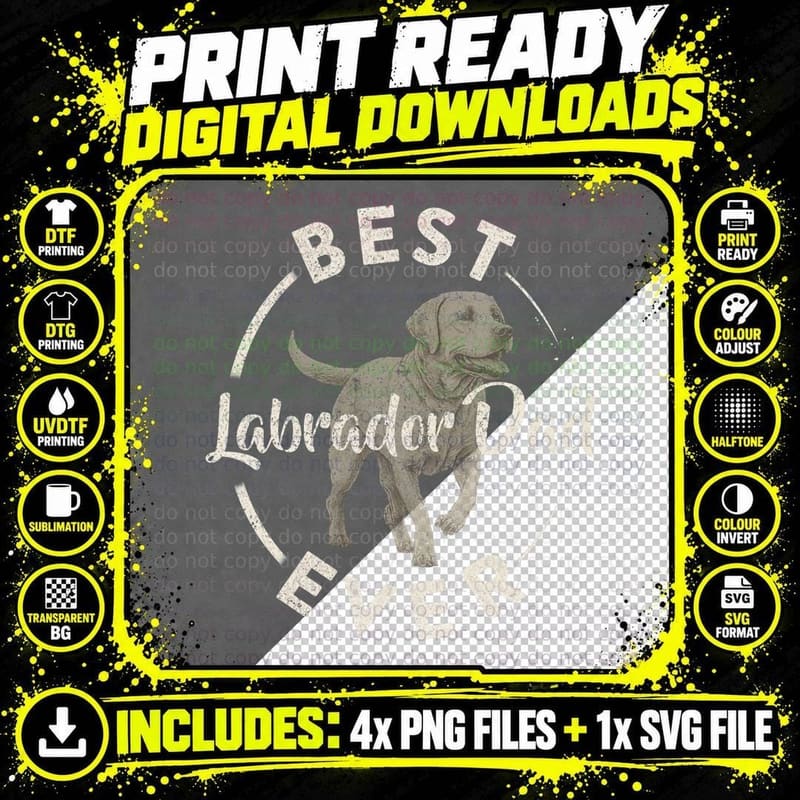 Mens Vintage Best Labrador Retriever Dog Dad Ever Png SVG Digital Bundle