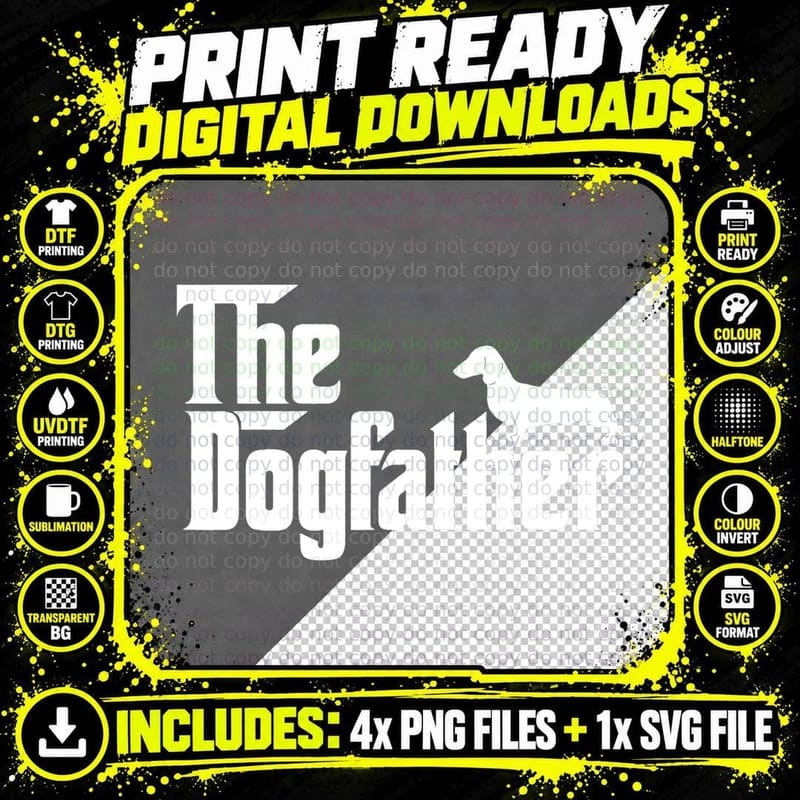 Mens the Dogfather Dachshund T-Shirt Funny Father Dog Png SVG Digital Bundle