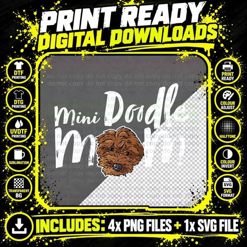 Mini Doodle Mom Dog Cute Girly Dog Mama Goldendoodle Png SVG Digital Bundle