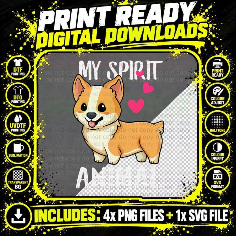 My Spirit Animal, Corgi Dog Love-R Dad Mom Png SVG Digital Bundle