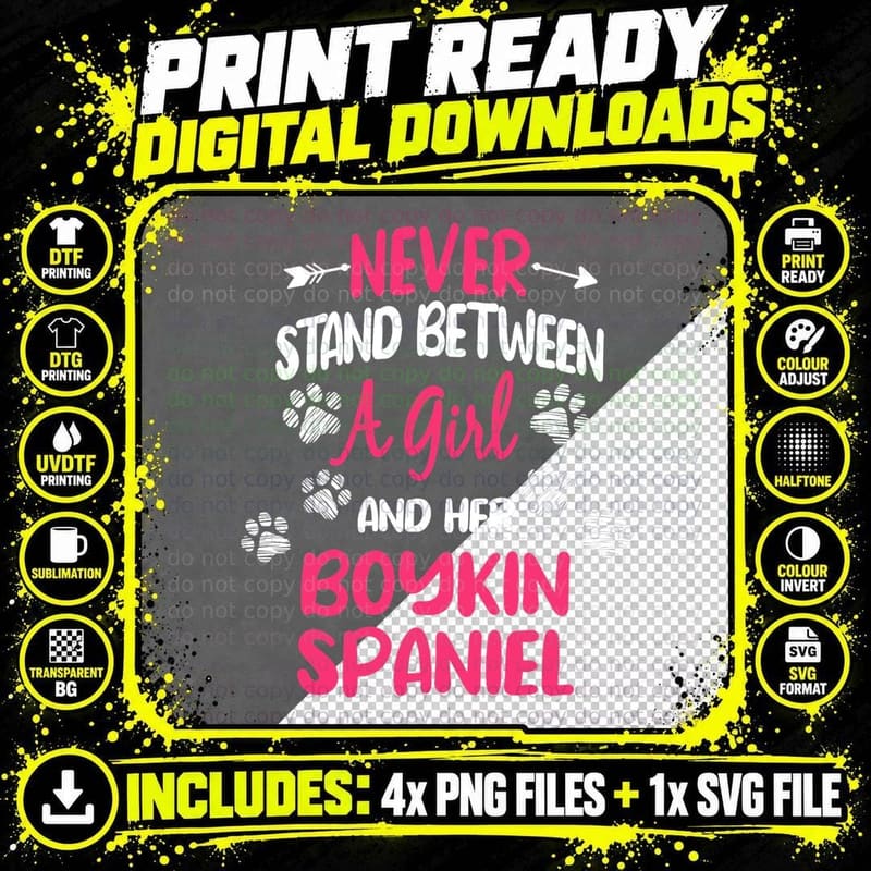 Never Stand Between a Girl and Her Boykin Spaniel Dog Png SVG Digital Bundle